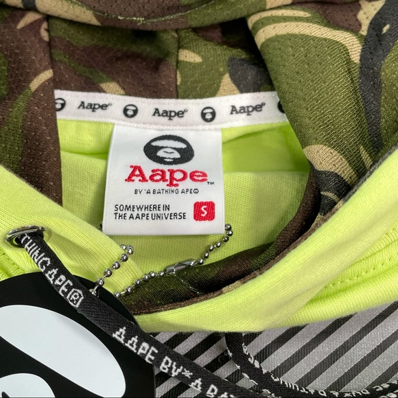 Bape Aape Mens Short Sleeve Hoodie Shirt Green Size Small - Picture 4 of 8